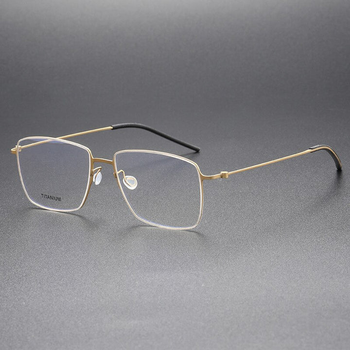 Aissuarvey Men's Full Rim Square Titanium Eyeglasses 564217 Full Rim Aissuarvey Eyeglasses Gold CN 