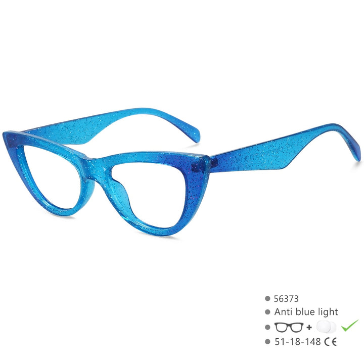 CCSpace Women's Full Rim Cat Eye Acetate Eyeglasses 56373 Full Rim CCspace China Blue 