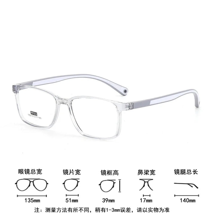 Zirosat Unisex Youth Full Rim Square Tr 90 Alloy Eyeglasses 18094