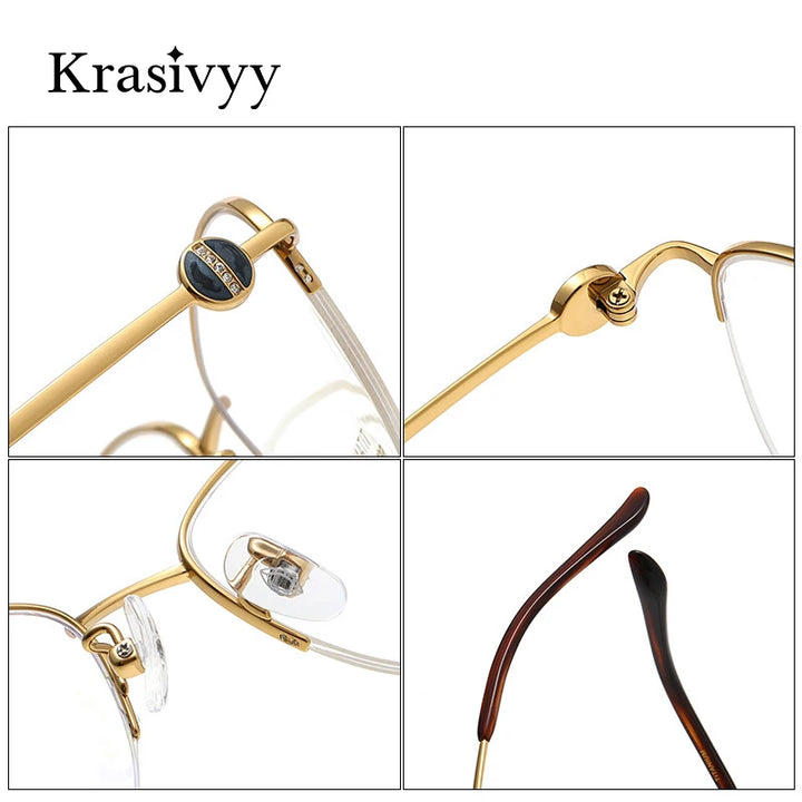 Krasivyy Women's Semi Rim Oval Titanium Eyeglasses 6011 Semi Rim Krasivyy   