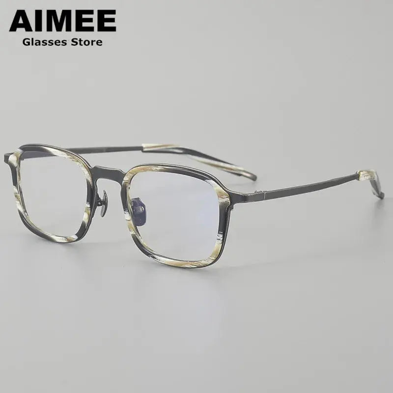 Aimee Unisex Full Rim Big Square Titanium Acetate Eyeglasses 410137 FuzWeb