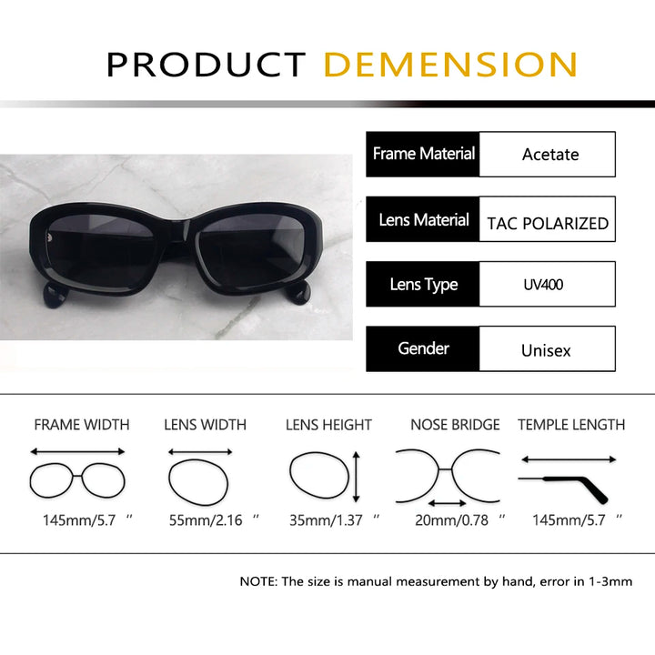 Esnbie Unisex Full Rim Oval Rectangle Acetate Sunglasses 471253