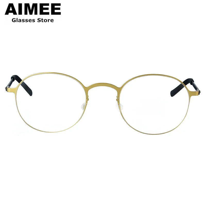 Aimee Women's Full Rim Round Screwless Titanium Eyeglasses 198808