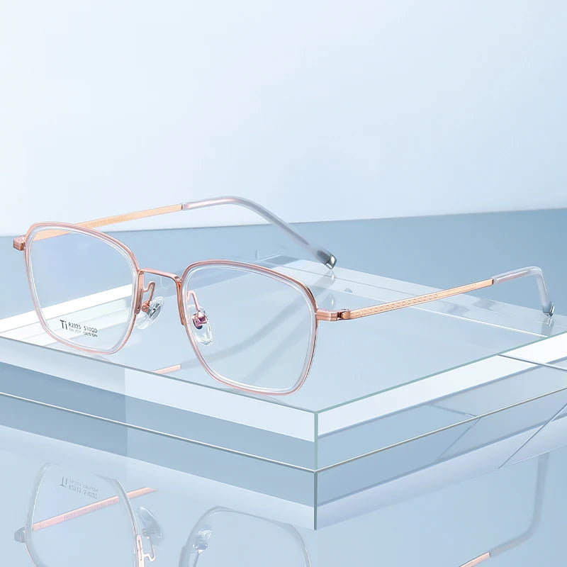Reven Jate Unisex Full Rim Polygon Square Titanium Eyeglasses 72325