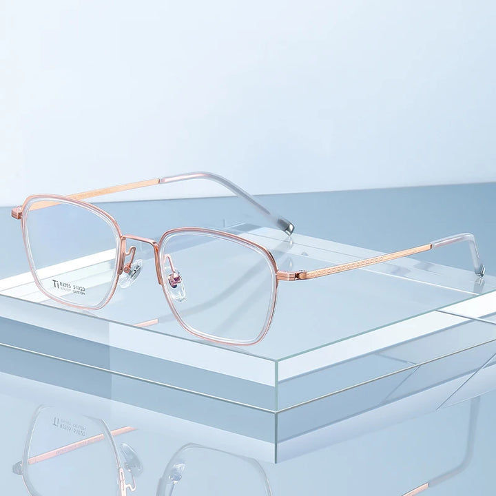 Reven Jate Unisex Full Rim Polygon Square Titanium Eyeglasses 72325
