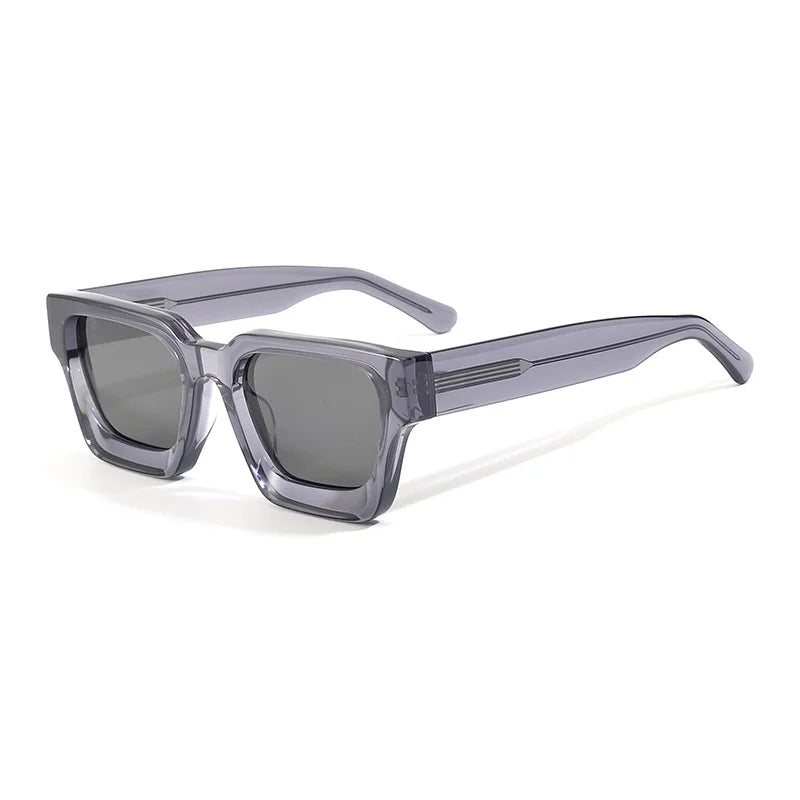 Black Mask Men's Full Rim Flat Top Square Acetate Sunglasses 441439