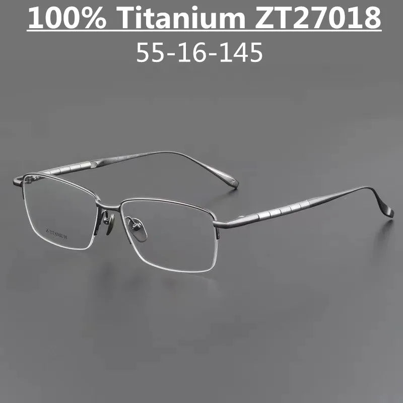 Aimee Men's Semi Rim Square Titanium Eyeglasses 27018 Semi Rim Aimee   