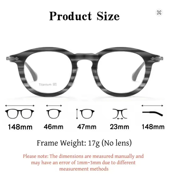 Yimaruili Unisex Full Rim Round Titanium &amp; Acetate Eyeglasses 80907 — view 2 | Yimaruili at FuzWeb