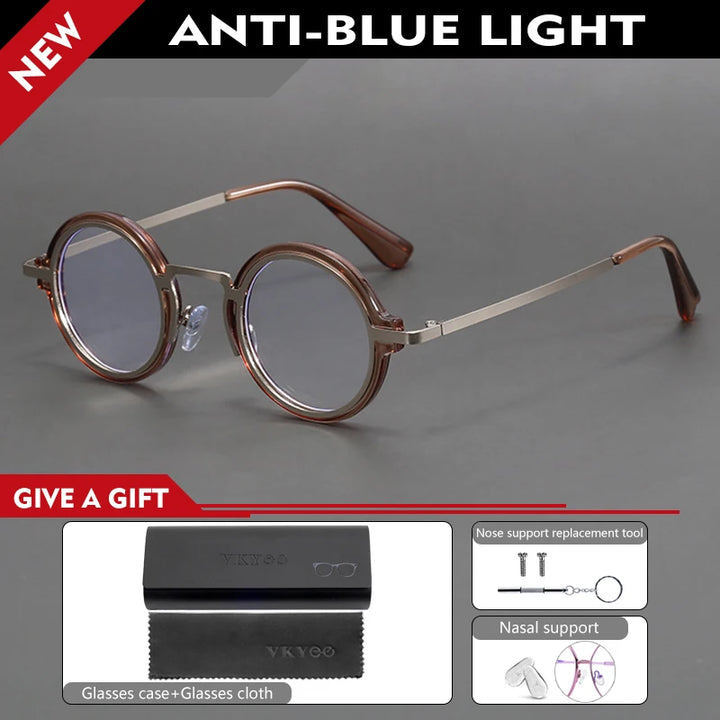 Vicky Unisex Full Rim Round Tr 90 Alloy Reading Glasses 10124