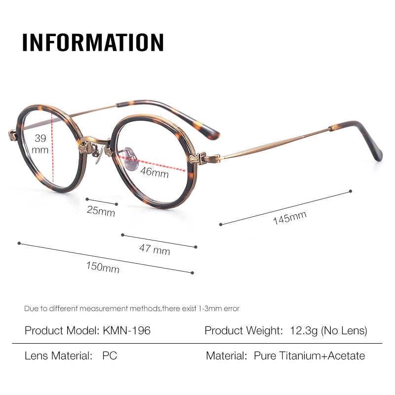 Aror Unisex Full Rim Big Round Titanium Acetate Eyeglasses 494196 Full Rim Aror