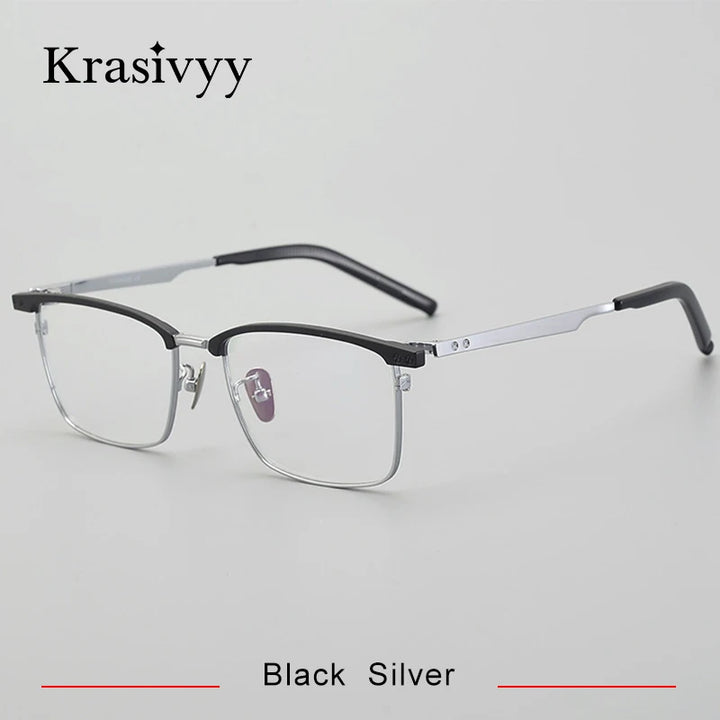 Krasivyy Men's Full Rim Square Acetate Titanium Eyeglasses 428701
