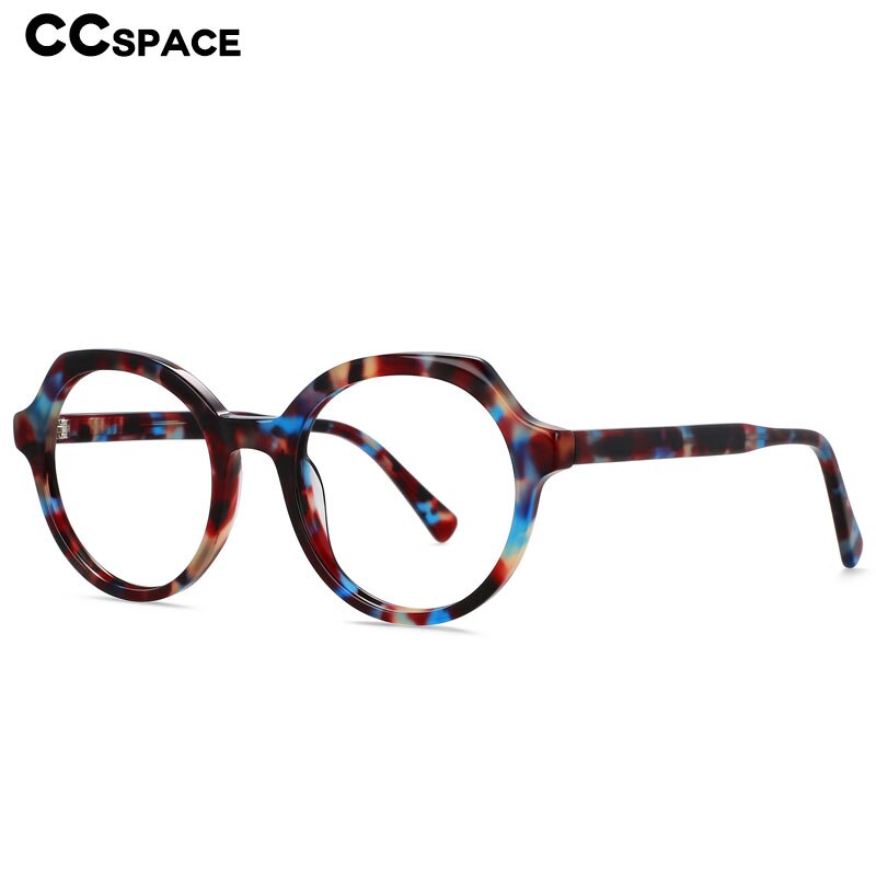 CCspace Unisex Full Rim Irregular Round Acetate Eyeglasses 55911 Full Rim CCspace   