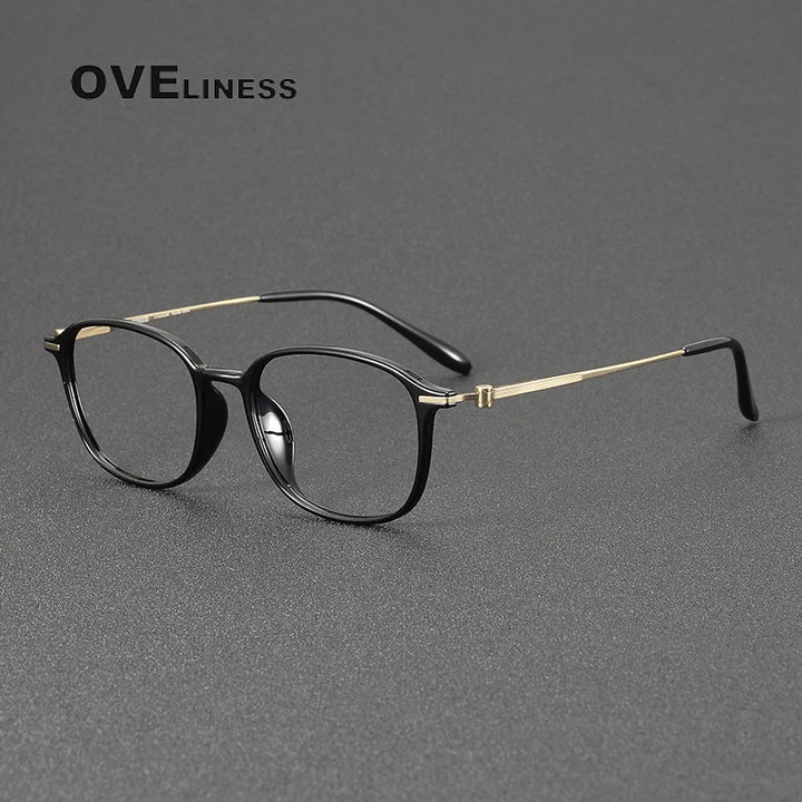 Oveliness Women's Full Rim Square Titanium Ultem Eyeglasses 8670 Full Rim Oveliness black gold  