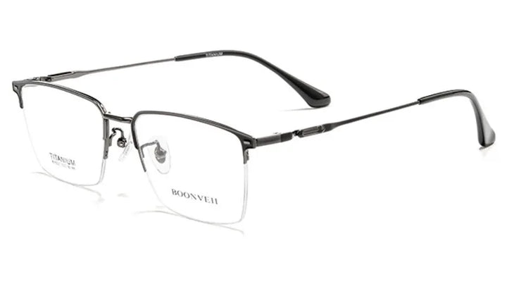 Brightzone Women's Semi Rim Square Titanium Eyeglasses 71203 Semi Rim Brightzone Black Gun