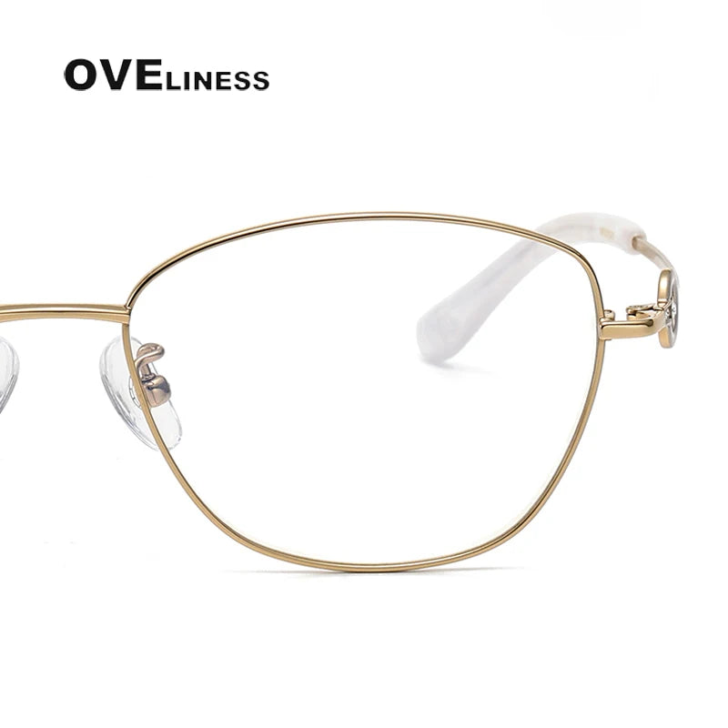 Oveliness Women's Full Rim Square Cat Eye Titanium Eyeglasses 196007 Full Rim Oveliness   