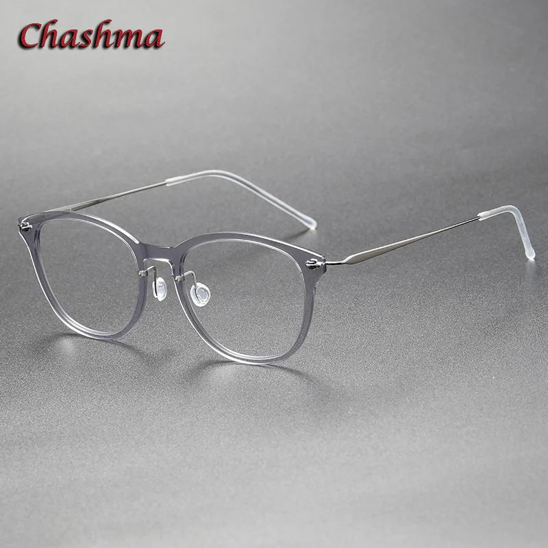 Chashma Ochki Unisex Full Rim Cat Eye Nylon Titanium Eyeglasses 6506 Full Rim Chashma Ochki Transparent Gray  