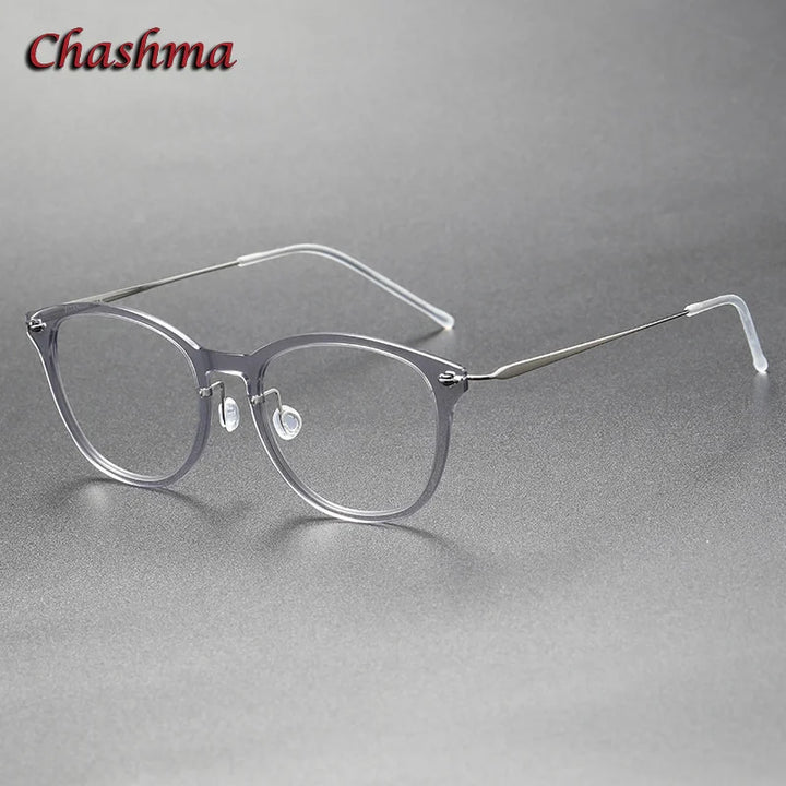 Chashma Ochki Unisex Full Rim Cat Eye Nylon Titanium Eyeglasses 6506 Full Rim Chashma Ochki Transparent Gray  