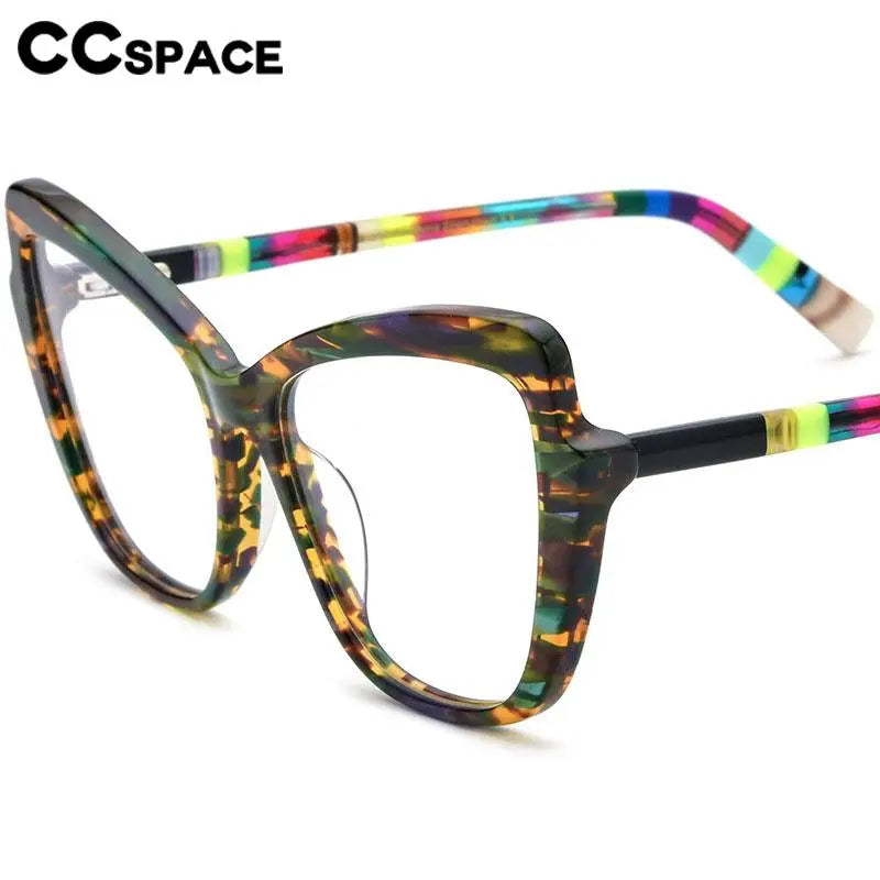 CCspace Unisex Full Rim Square Cat Eye Acetate Eyeglasses 56928 Full Rim CCspace   