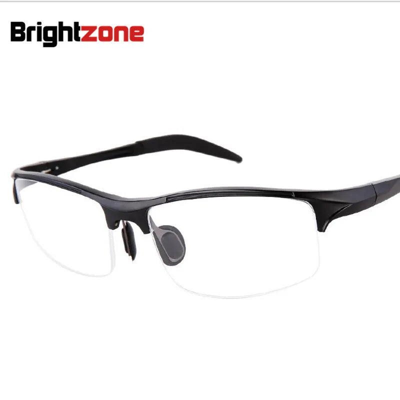 Brightzone Men's Semi Rim Square Aluminum Sport Eyeglasses 70188 Semi Rim Brightzone Black BA001