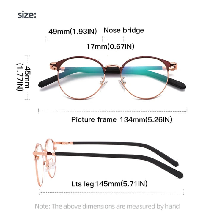 Handoer Women's Full Rim Round Steel Alloy Eyeglasses 78216