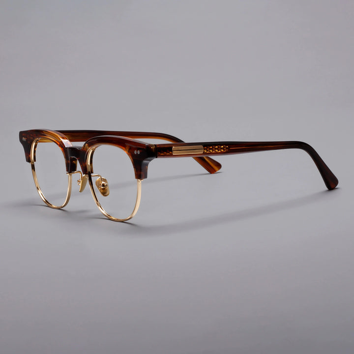 Black Mask Unisex Full Rim Square Titanium Acetate Eyeglasses 366711