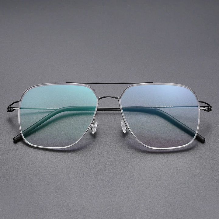 Bobble Unisex Full Rim Square Double Bridge Titanium Eyeglasses 821097