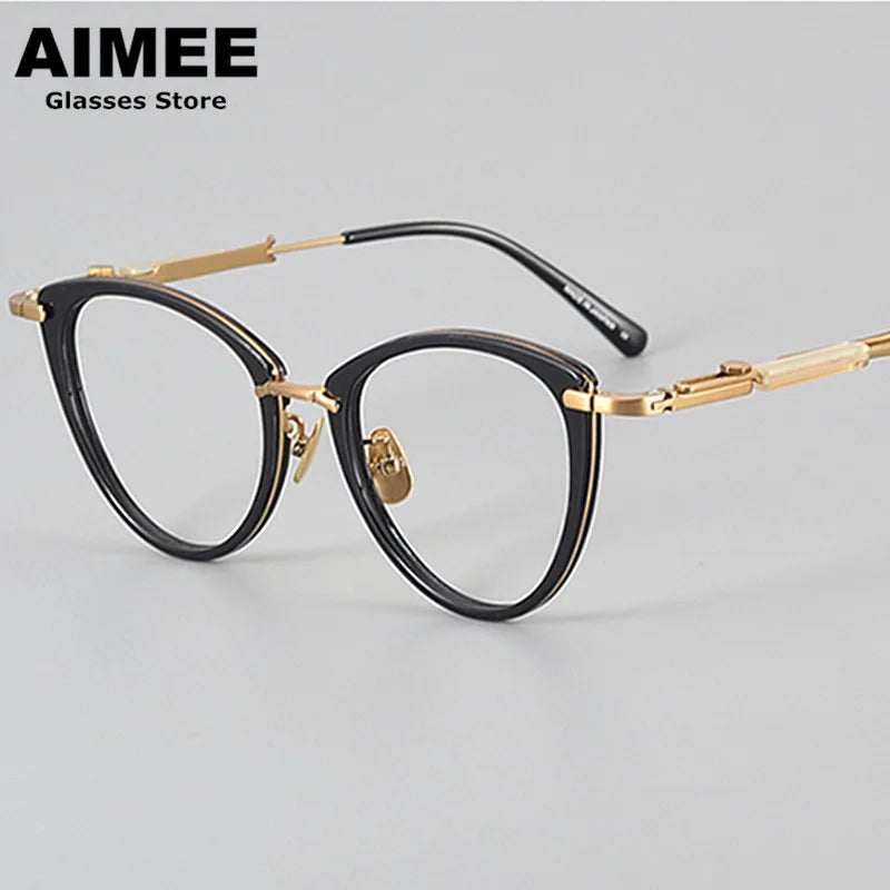 Aimee Women's Full Rim Cat Eye Titanium Acetate Eyeglasses 49142