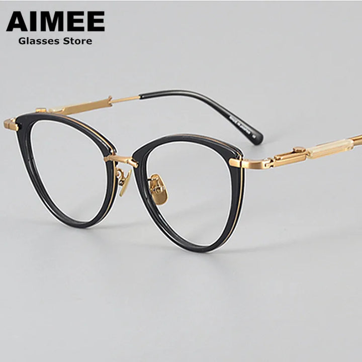 Aimee Women's Full Rim Cat Eye Titanium Acetate Eyeglasses 49142