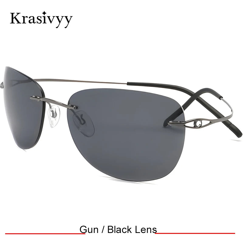 Krasivyy Women's Rimless Oval Square Titanium Sunglasses 426802