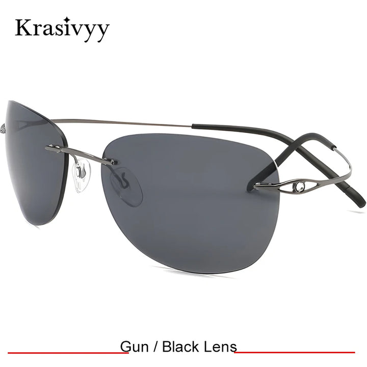 Krasivyy Women's Rimless Oval Square Titanium Sunglasses 426802