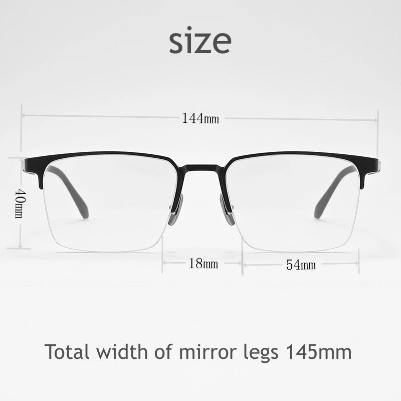 KatKani Men's Semi Rim Square Titanium Eyeglasses  6626 With Clip On Sunglasses Semi Rim KatKani Eyeglasses   