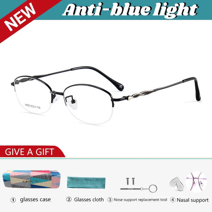 Vicky Women's Semi Rim Oval Square Alloy Reading Glasses 34579