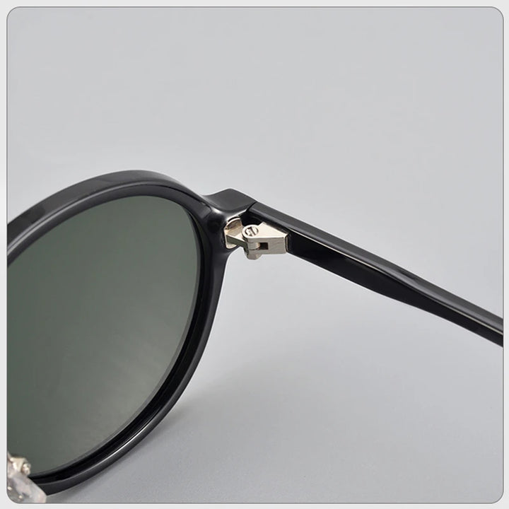 Black Mask Unisex Full Rim Round Acetate Polarized Sunglasses 14543 Sunglasses Black Mask   