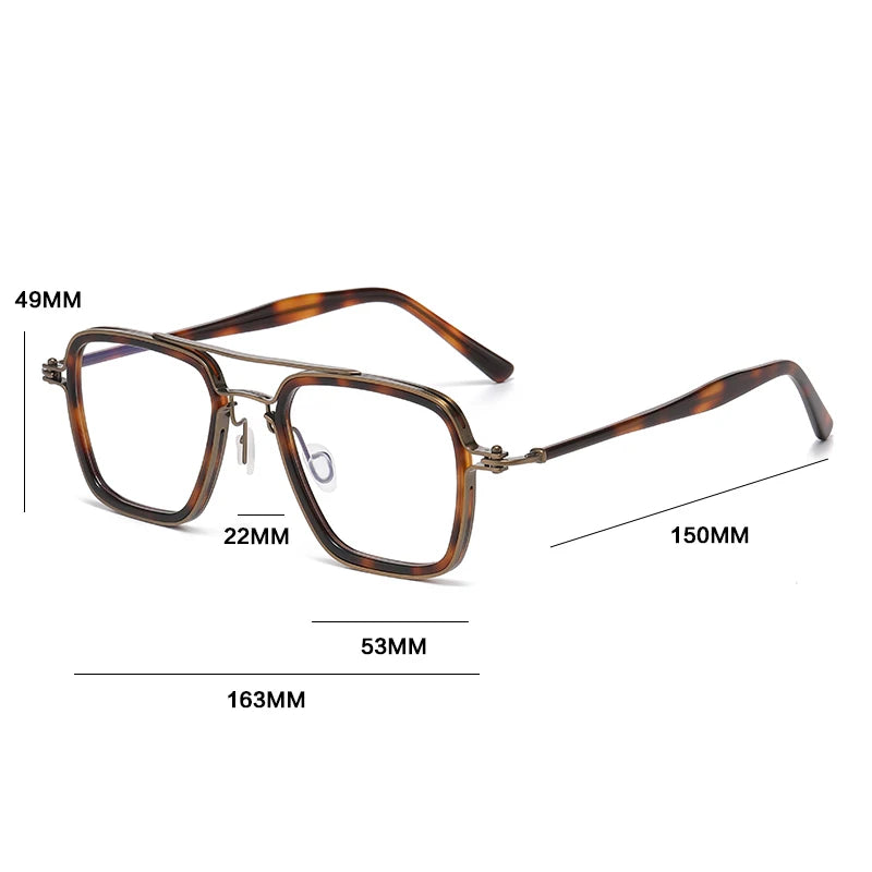 Gatenac Unisex Full Rim Big Square Double Bridge Acetate Titanium Photochromic Reading Glasses 58753