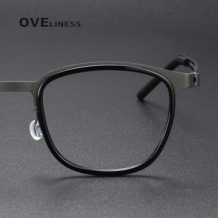 Oveliness Unisex Full Rim Square Acetate Titanium Eyeglasses O9765 Full Rim Oveliness   