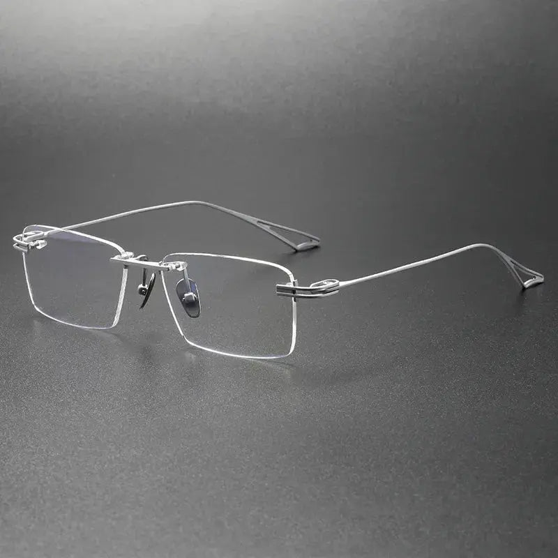 Aror Unisex Rimless Polygon Square Titanium Eyeglasses 622197.