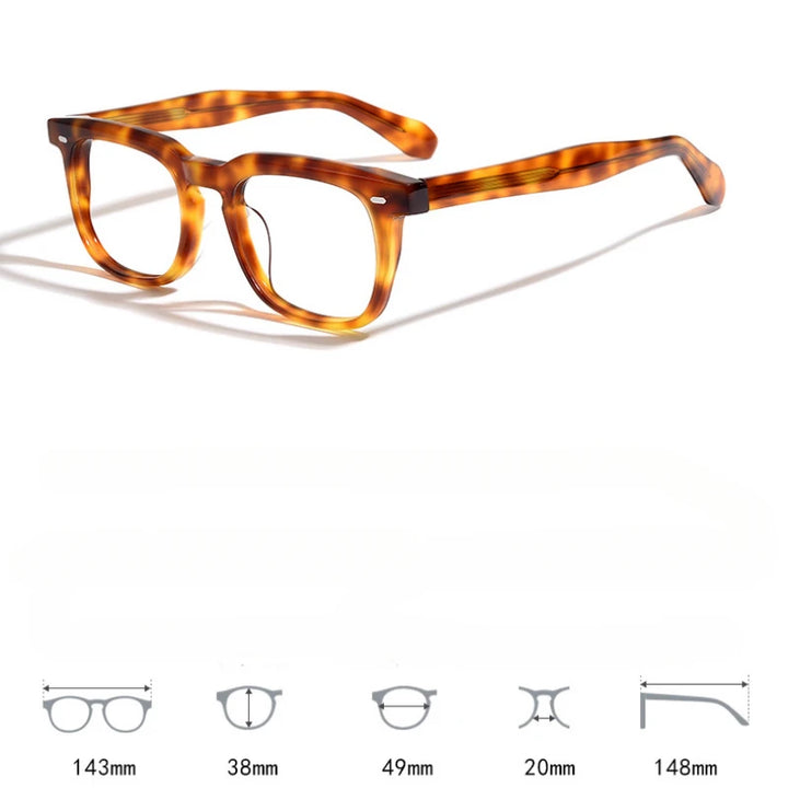 Hewei Unisex Full Rim Square Thick Acetate Eyeglasses 50045 Full Rim Hewei   