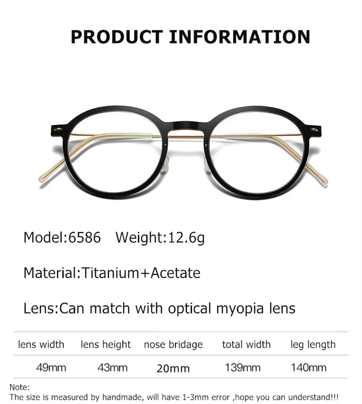 Bobbie Unisex Full Rim Round Titanium Acetate Eyeglasses 636586