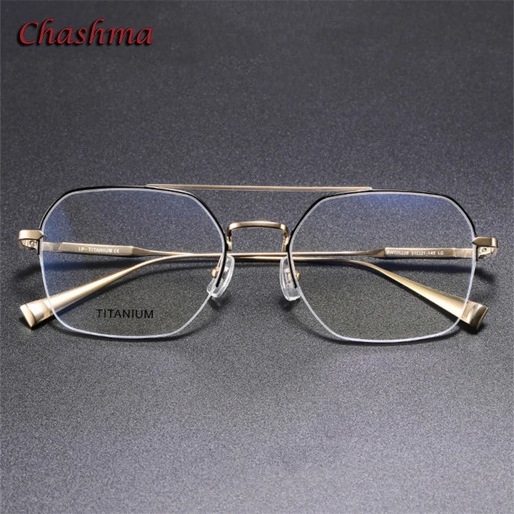 Chashma Ochki Unisex Semi Rim Square Double Bridge Titanium Eyeglasses 5008 Semi Rim Chashma Ochki   