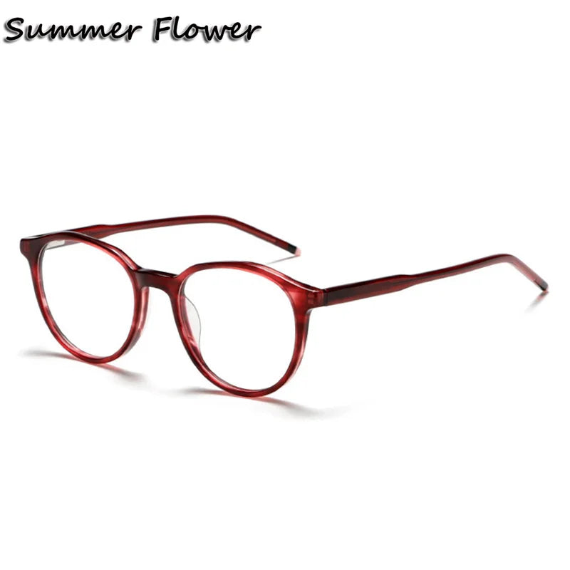 Summer Flower Women's Full Rim Round Acetate Eyeglasses 81010