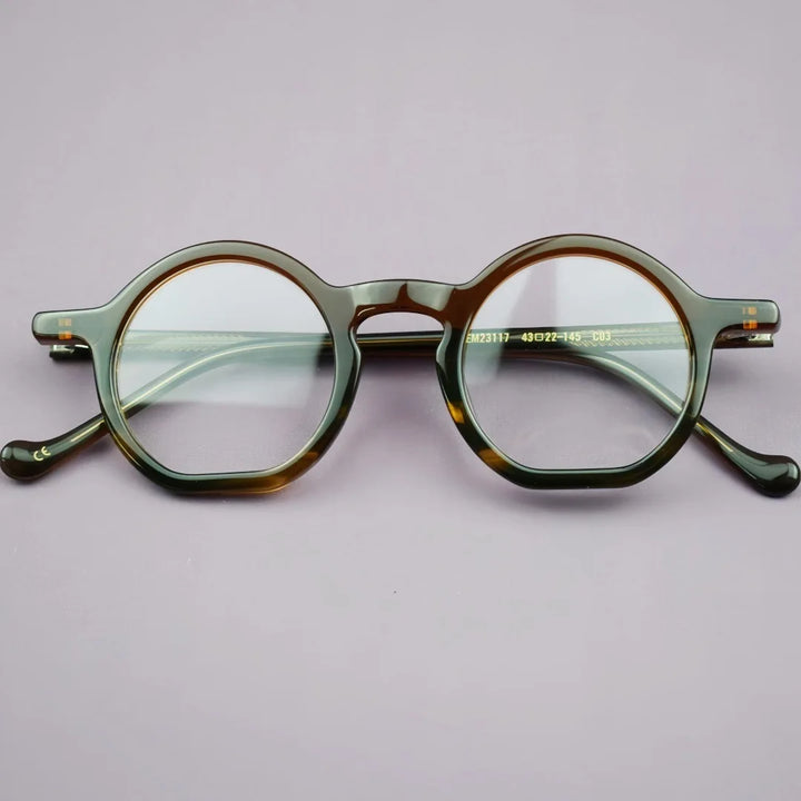 Hewei Women's Full Rim Flat Bottom Round Acetate Eyeglasses 913722