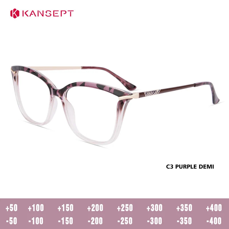 Kansept Women's Full Rim Square Tr 90 Alloy Reading Glasses 512155