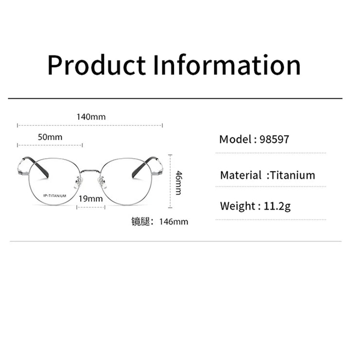 KatKani Unisex Full Rim Flat Top Round Titanium Eyeglasses 98587 Full Rim KatKani Eyeglasses   