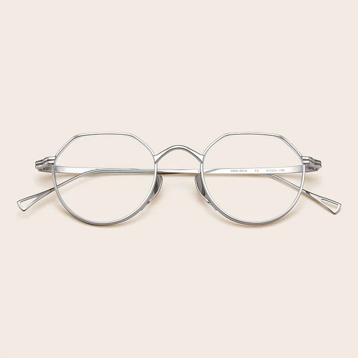 Aimee Unisex Full Rim Flat Top Polygon Titanium Eyeglasses 9916 Full Rim Aimee   