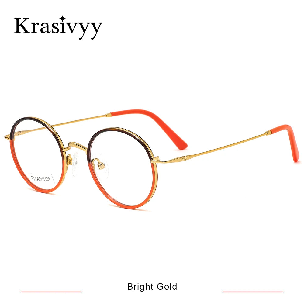 Krasivyy Women's Full Rim Round Titanium Acetate Eyeglasses 416036