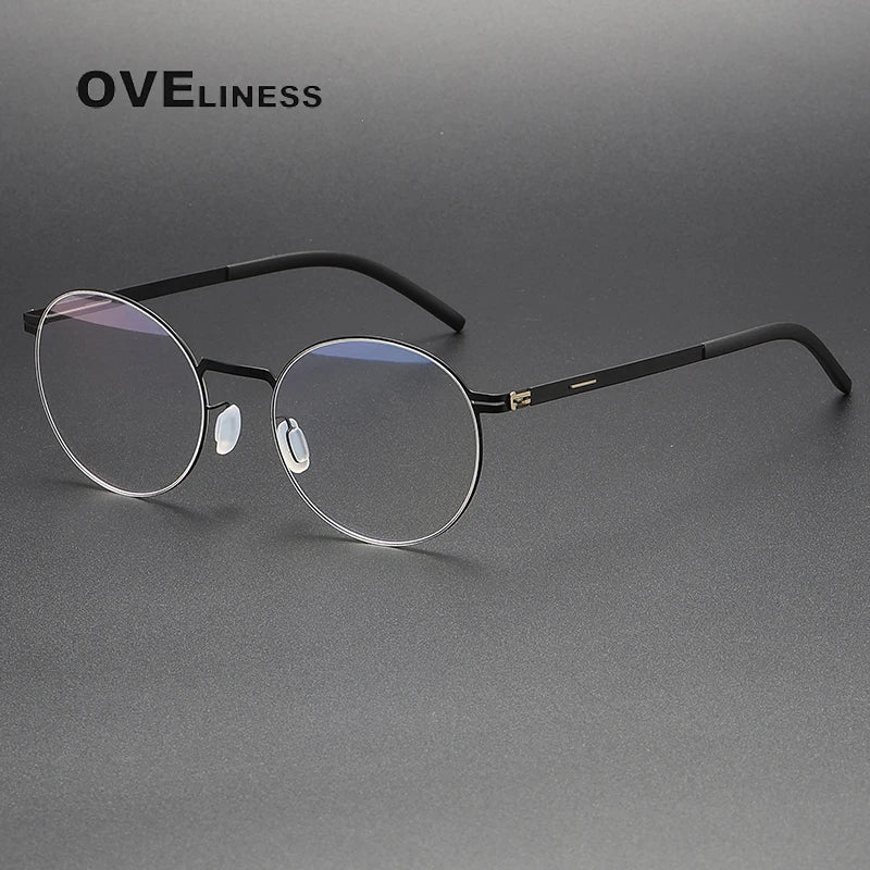 Oveliness Unisex Full Rim Round Screwless Titanium Eyeglasses I0202 Full Rim Oveliness   