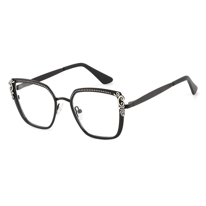 Laoyehui Women's Full Rim Square Cat Eye Alloy Reading Glasses 8776 Reading Glasses Laoyehui C1 -300 