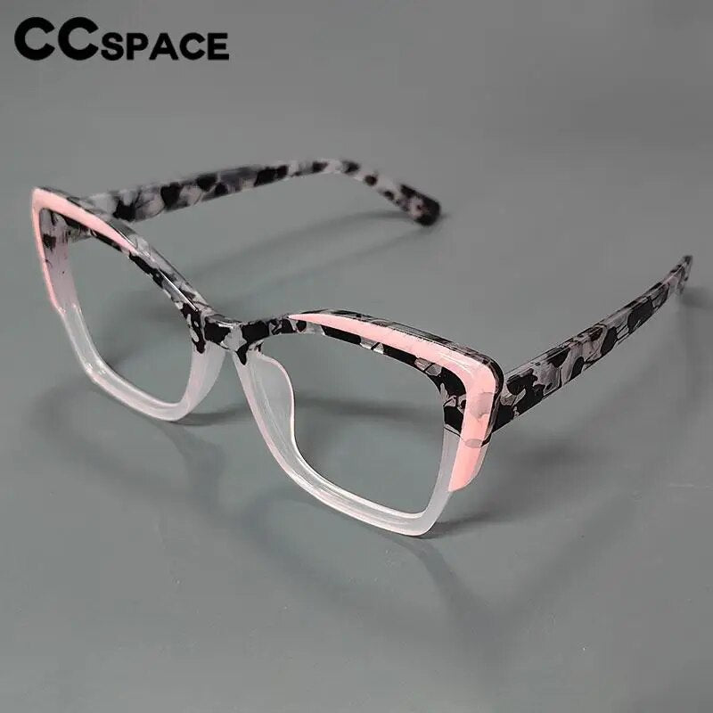 CCspace Women's Full Rim Large Cat Eye Tr 90 Titanium Reading Glasses 57027 Reading Glasses CCspace