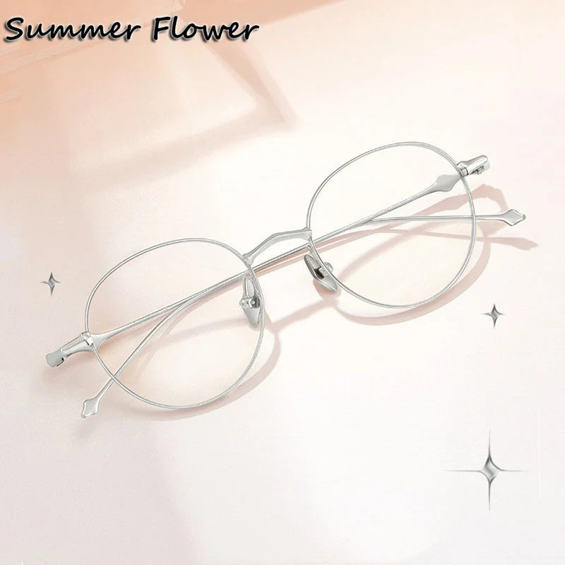 Summer Flower Women's Full Rim Round Titanium Eyeglasses 19138