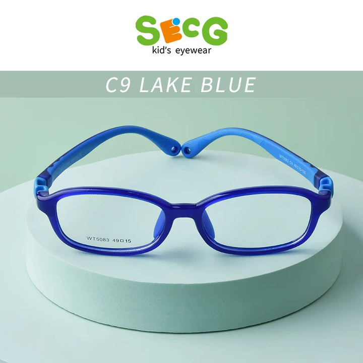 Secg Unisex Youth Full Rim Square Tr 90 Silicone Eyeglasses 5083 Full Rim Secg C9 LAKE BLUE  